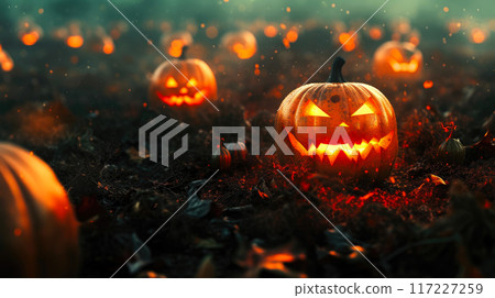 Eerie Pumpkin Patch: Haunting Halloween Ambiance Eerie Pumpkin Patch: Haunting Halloween Ambiance 117227259