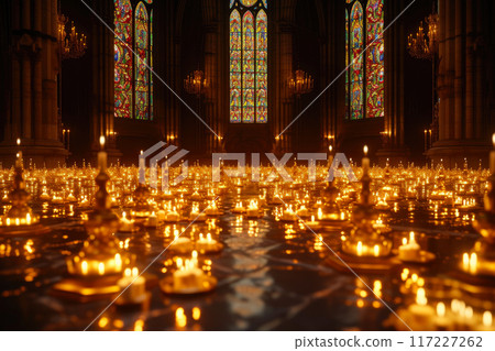 Divine Ambiance: Warm Hues and Timeless Elegance in a Gothic Church 117227262