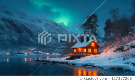 Charming Norwegian Chalet Amidst Aurora Borealis 117227266
