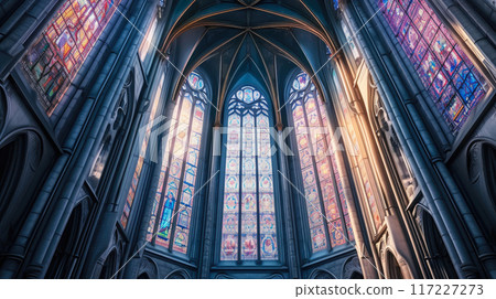 Ethereal Light through Gothic Cathedral Windows Ethereal Light through Gothic Cathedral Windows 117227273