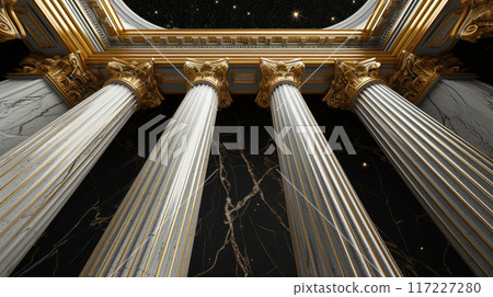 Opulent Reverie: Gilded Columns Amidst Midnight Skies Opulent Reverie: Gilded Columns Amidst Midnight Skies 117227280