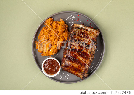 German patronentasche josper rack of pork ribs 117227476