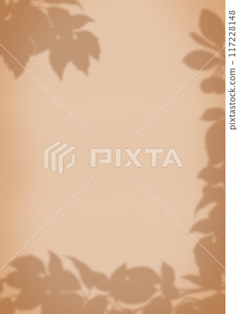 Vertical background with shadow overlay and beige watercolor paper texture. Hand drawn image template with copy space. Ideal for neutral aesthetic social media backdrop and marketing designs. 117228148