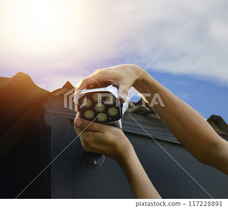 Solar energy lamps, clean energy, reduce global warming. Solar energy lamps, clean energy, reduce global warming. 117228891