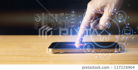 concept, smart home and wireless control technology 117228904