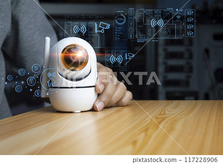 smart home concept and wireless control technology and security, ip camera smart home concept and wireless control technology and security, ip camera 117228906