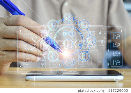 concept smart home automation control system Internet network concept, innovative technology, wireless control 117229000