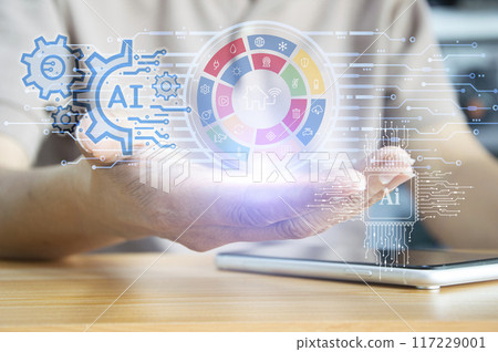concept smart home automation control system Internet network concept, innovative technology, wireless control 117229001