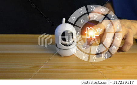 IP wifi wireless security camera supports Internet installation technology, security systems, smart home applications.. 117229117