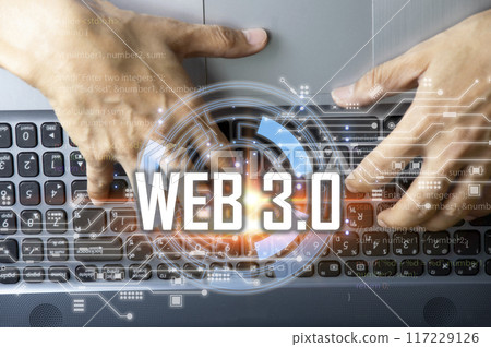 Digital communication concept and virtual screen technology WEB 3.0 and AI development 117229126