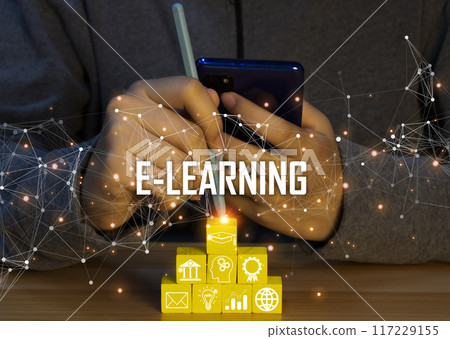 Concept of e-Learning, a learning management system through a network with an emphasis on learners as the center. in teaching and learning Blended style with regular class 117229155