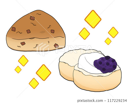 Illustration of two types of scones 117229234