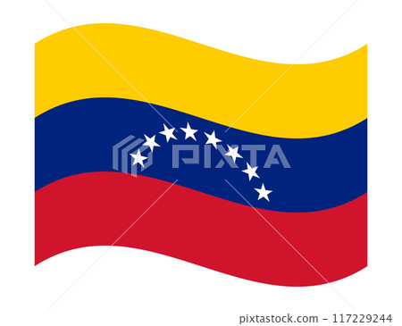 Wavy flag of Venezuela, isolated on transparent background. Flag of the Bolivarian Republic of Venezuela. Vector illustration Wavy flag of Venezuela, isolated on transparent background. Flag of the Bolivarian Republic of Venezuela. Vector illustration 117229244