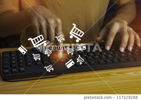 Concept of buying products online when discounting 117229288