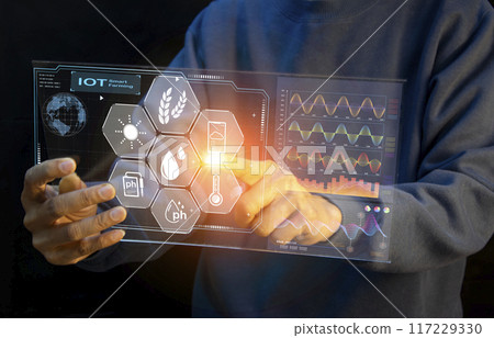 The concept of using AI and smart farming. The concept of using AI and smart farming. 117229330