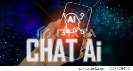 Artificial intelligence conversation concept. Using commands to create future technological changes. Artificial intelligence conversation concept. Using commands to create future technological changes. 117229402