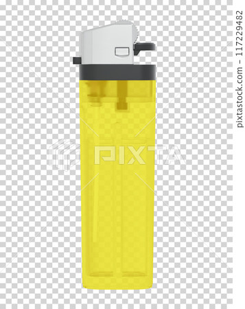 Plastic transparent classic lighter on checkered background 117229482