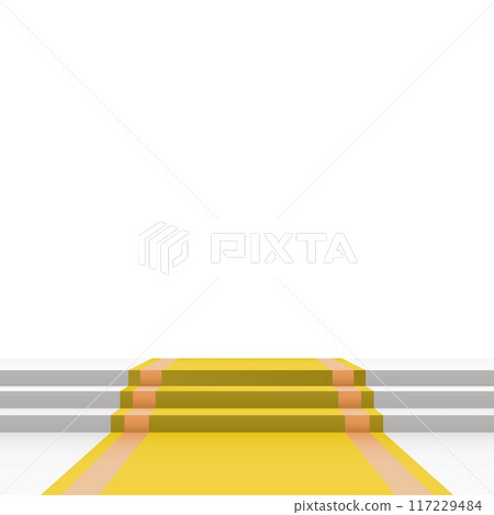 Yellow carpet on stairs on white background 117229484