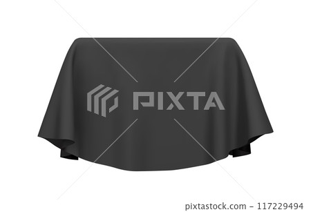 Black fabric covering a cube or rectangular shape Black fabric covering a cube or rectangular shape 117229494