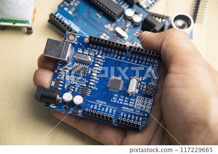 mainboard top view writing a set of instructions or a computer program in code form mainboard top view writing a set of instructions or a computer program in code form 117229665