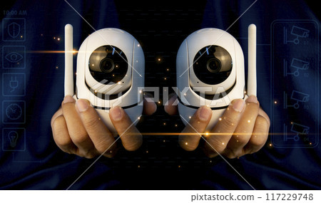 IP wifi wireless security camera supports Internet installation technology, security systems, smart home applications.. 117229748