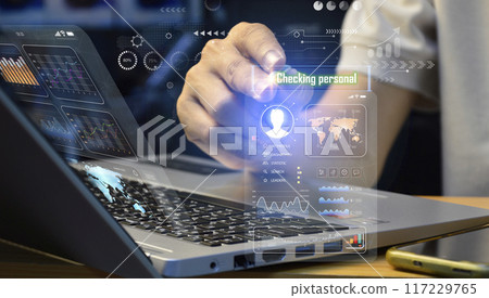 Concept of personal data verification, human resource management, HR, staffing and development. Concept of personal data verification, human resource management, HR, staffing and development. 117229765