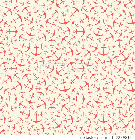 Nautical seamless pattern with geometric ship anchors 117229812