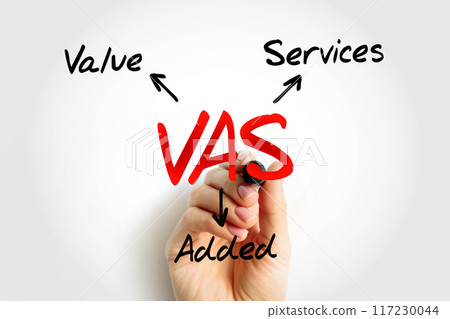 VAS - Value Added Services acronym, business concept background VAS - Value Added Services acronym, business concept background 117230044