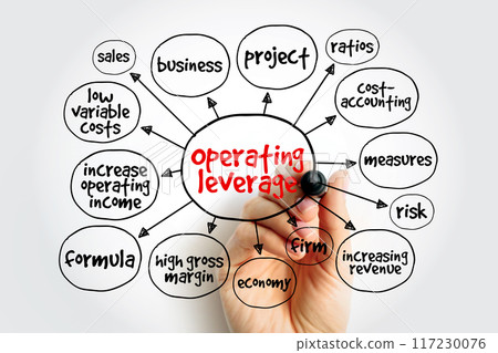 Operating Leverage - measure of how revenue growth translates into growth in operating income, mind map concept background Operating Leverage - measure of how revenue growth translates into growth in operating income, mind map concept background 117230076
