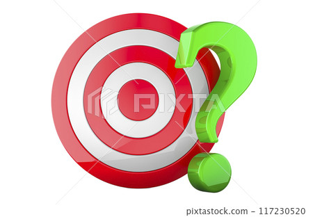 Question mark with Target, 3D rendering Question mark with Target, 3D rendering 117230520