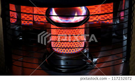 Red burning flame of oil stove 117232072