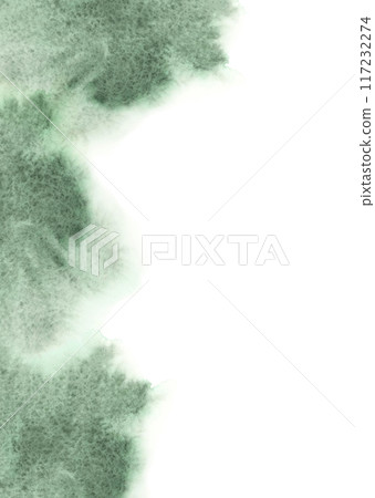 Watercolor card template. Abstract stains texture in natural green hues with blank copy space for text. Serene hand painted background for invitation, save the date, wedding, postcard, quotes Watercolor card template. Abstract stains texture in natural green hues with blank copy space for text. Serene hand painted background for invitation, save the date, wedding, postcard, quotes 117232274