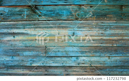Panorama weathered wood old panel, aged, dilapidated cracked surface with grungy texture, flaking paint cyan hues. Decay, erosion decrepit plank or floorboard. Ancient board with chipped and peeling Panorama weathered wood old panel, aged, dilapidated cracked surface with grungy texture, flaking paint cyan hues. Decay, erosion decrepit plank or floorboard. Ancient board with chipped and peeling 117232798