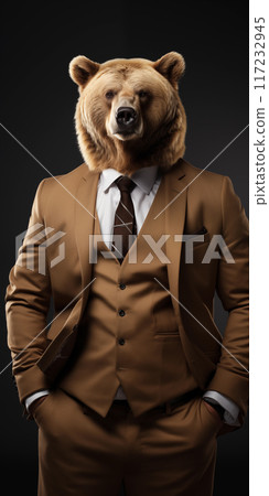 Portrait of a brown bear in a business suit 117232945