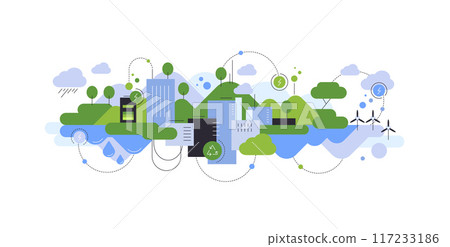 City greening,Sustainable urbanistics,environment and ecologic technologies around the city,City skyline 117233186