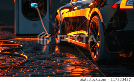 3d Rendering Of E-Mobility With Electric Car Charging Battery: A Visual Representation Of The Futuristic Technology Powering The Electric Car Revolution. 3d Rendering Of E-Mobility With Electric Car Charging Battery: A Visual Representation Of The Futuristic Technology Powering The Electric Car Revolution. 117233427