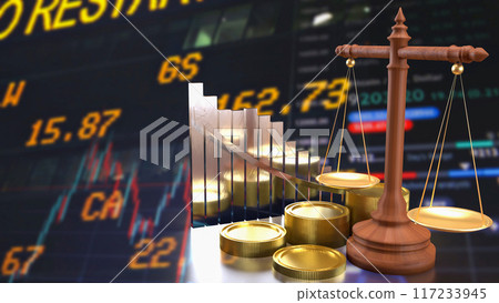 The libra and coins for Business concept 3d rendering. The libra and coins for Business concept 3d rendering. 117233945