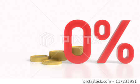 The red zero percent for Business concept 3d rendering. 117233951