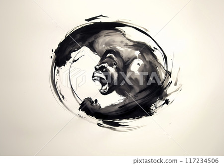 Gorilla ink painting 117234506