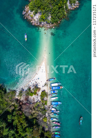 Aerial view of Koh Pakbia or Phak Bia island in Krabi, Thailand Aerial view of Koh Pakbia or Phak Bia island in Krabi, Thailand 117235171