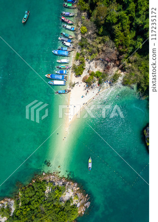 Aerial view of Koh Pakbia or Phak Bia island in Krabi, Thailand 117235172