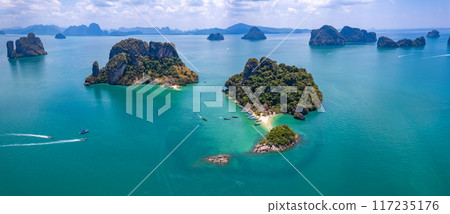 Aerial view of Koh Pakbia or Phak Bia island in Krabi, Thailand Aerial view of Koh Pakbia or Phak Bia island in Krabi, Thailand 117235176