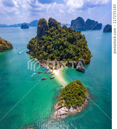 Aerial view of Koh Pakbia or Phak Bia island in Krabi, Thailand Aerial view of Koh Pakbia or Phak Bia island in Krabi, Thailand 117235183