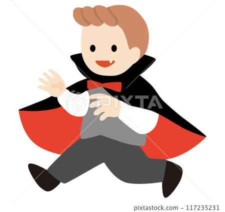 萬聖節裝扮成德古拉的孩子的向量圖 萬聖節裝扮成德古拉的孩子的向量圖 117235231