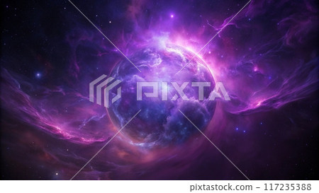 Purple gas nebulae in space and sparkling stars Purple gas nebulae in space and sparkling stars 117235388