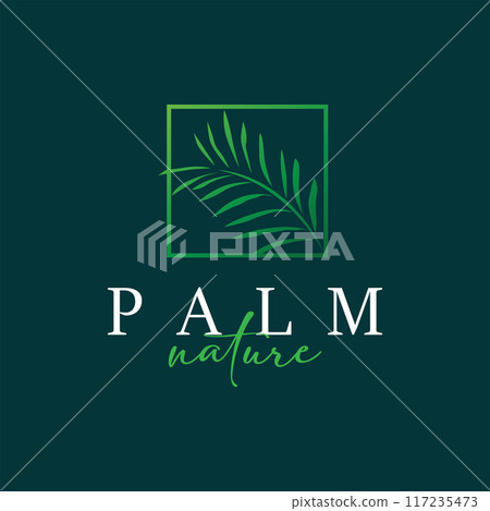 Palm Leaf Logo Design Vector Simple Minimalist Symbol Illustration Template 117235473