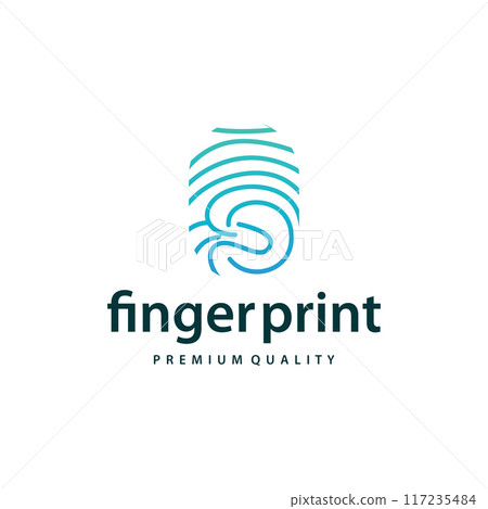 Premium Fingerprint Logo, Human Identity Design Simple Line Model Template Illustration 117235484