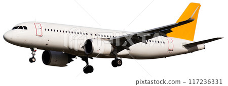 Commercial passenger airplane on white Commercial passenger airplane on white 117236331