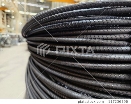 Background of metal bars at the construction warehouse 117236596