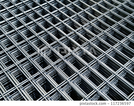 Steel chain link fence wire mesh texture and pattern 117236597